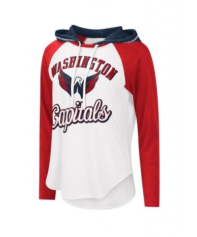 Women's White Red Washington Capitals MVP Raglan Hoodie T-shirt Red $22.50 Tops