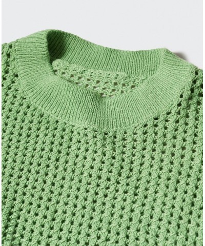 Women's Openwork Knit Sweater Green $29.40 Sweaters