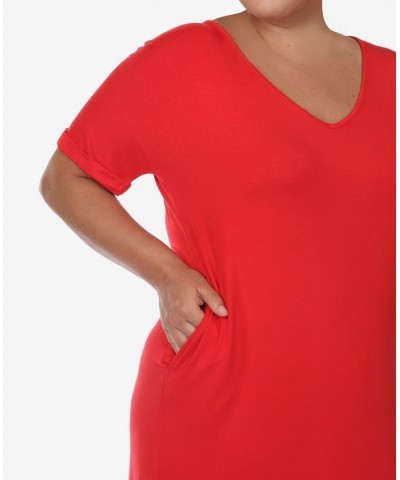 Plus Size Short Sleeve V-neck Maxi Dress Red $34.56 Dresses