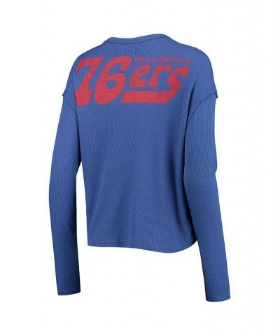 Women's Royal Philadelphia 76ers Pocket Thermal Tri-Blend Long Sleeve T-shirt Royal $27.50 Tops