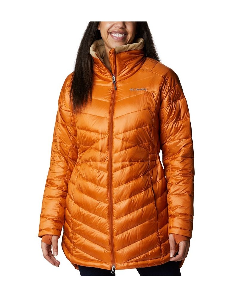 Women's Joy Peak Plush Novelty Puffer Jacket Orange $39.96 Jackets