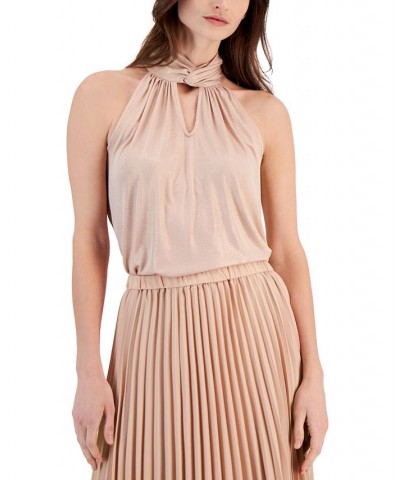 Women's Twist-Neck Keyhole-Cutout Top Cameo Pink/gold $21.56 Tops