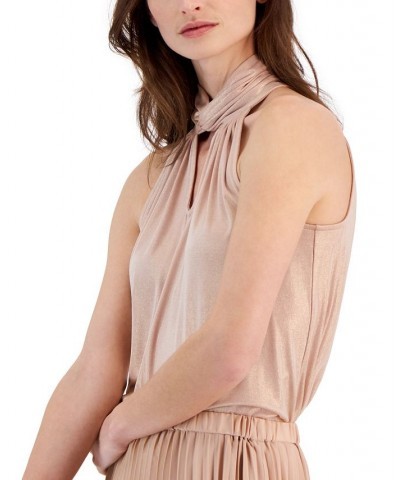 Women's Twist-Neck Keyhole-Cutout Top Cameo Pink/gold $21.56 Tops