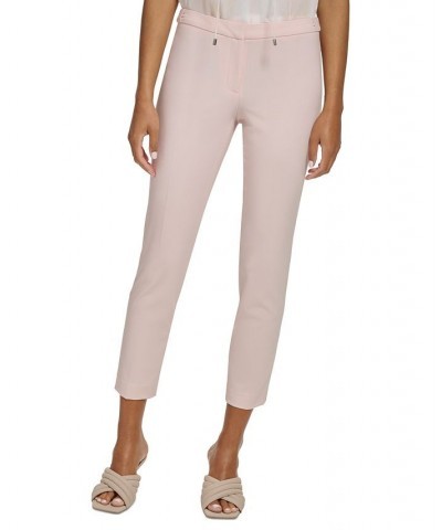 Petite Flat Front Button-Tab Mid Rise Highline Ankle Pants Petal $41.42 Pants