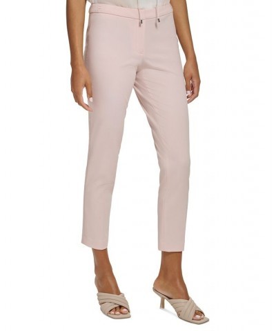 Petite Flat Front Button-Tab Mid Rise Highline Ankle Pants Petal $41.42 Pants