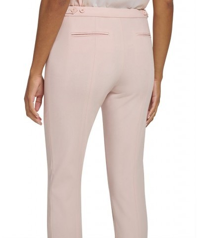 Petite Flat Front Button-Tab Mid Rise Highline Ankle Pants Petal $41.42 Pants