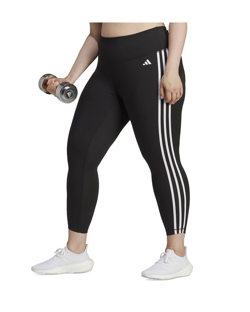 Plus Size Train Essentials 3-Stripes High-Waisted 7/8 Leggings Black $25.37 Pants