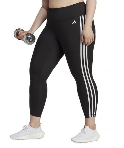 Plus Size Train Essentials 3-Stripes High-Waisted 7/8 Leggings Black $25.37 Pants