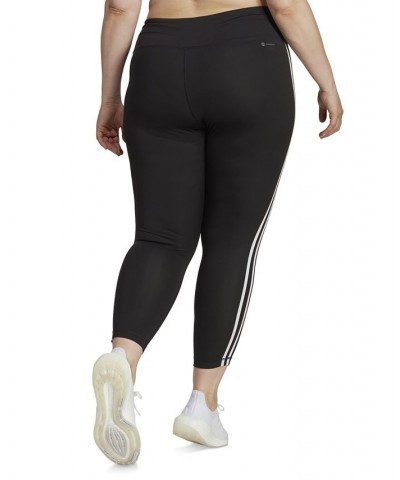 Plus Size Train Essentials 3-Stripes High-Waisted 7/8 Leggings Black $25.37 Pants