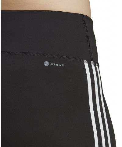 Plus Size Train Essentials 3-Stripes High-Waisted 7/8 Leggings Black $25.37 Pants