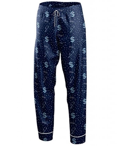 Women's Deep Sea Blue Seattle Kraken Long Sleeve Button-Up Shirt and Pants Sleep Set Deep Sea Blue $34.30 Pajama