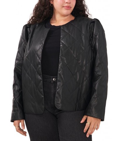 Plus Size Quilted Faux-Leather Jacket Rich Black $48.48 Jackets