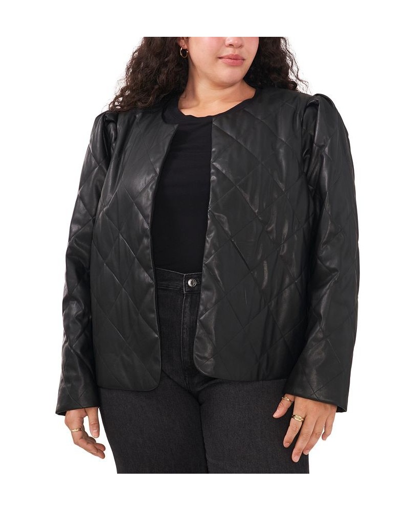 Plus Size Quilted Faux-Leather Jacket Rich Black $48.48 Jackets