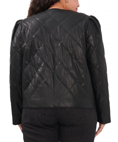 Plus Size Quilted Faux-Leather Jacket Rich Black $48.48 Jackets