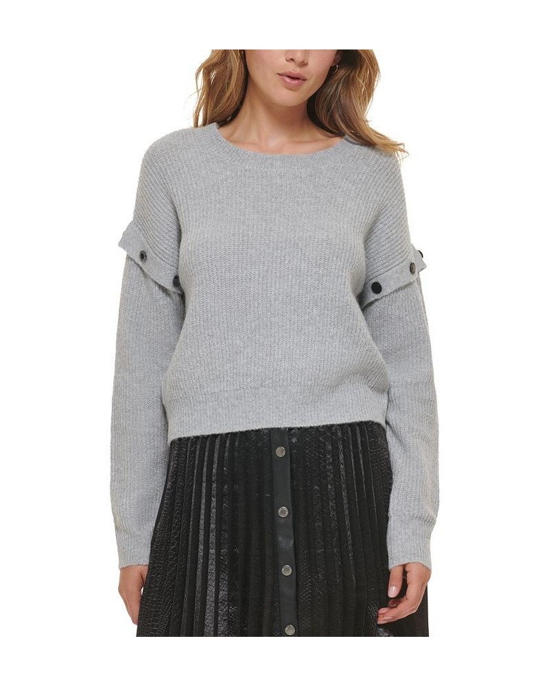 Women's Drop-Shoulder Long-Sleeve Sweater Gray $47.52 Sweaters