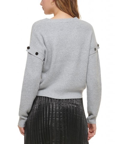 Women's Drop-Shoulder Long-Sleeve Sweater Gray $47.52 Sweaters