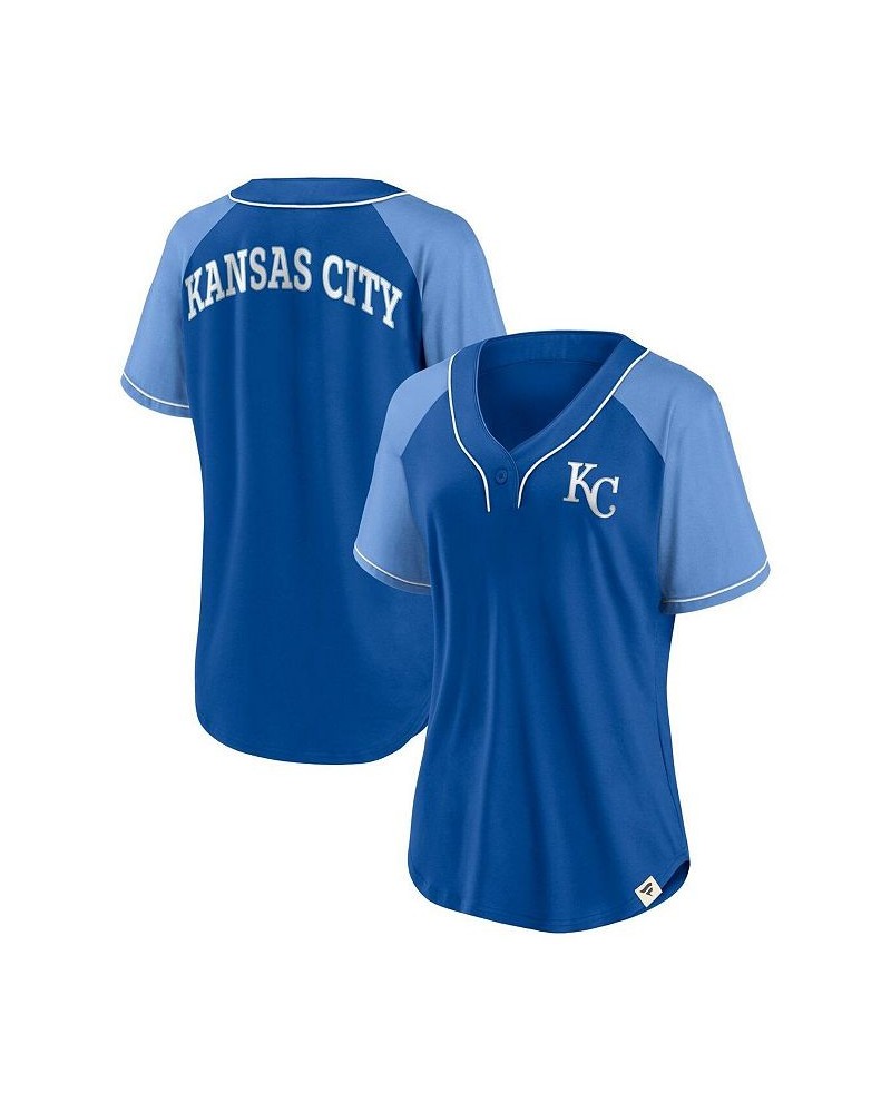 Women's Branded Royal Kansas City Royals Bunt Raglan V-Neck T-shirt Royal $33.60 Tops