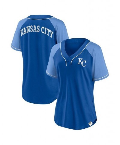 Women's Branded Royal Kansas City Royals Bunt Raglan V-Neck T-shirt Royal $33.60 Tops