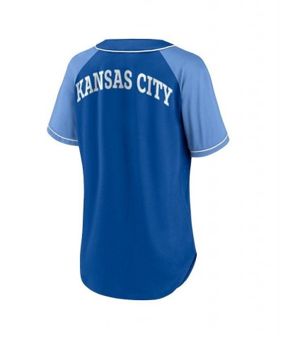 Women's Branded Royal Kansas City Royals Bunt Raglan V-Neck T-shirt Royal $33.60 Tops