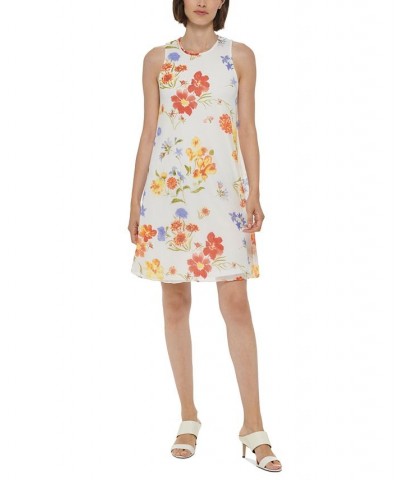 Women's Floral-Print Sleeveless Trapeze Dress Cream Multi $42.51 Dresses