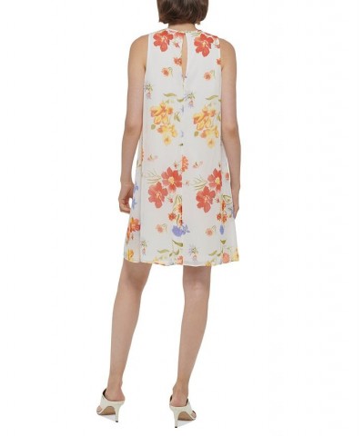 Women's Floral-Print Sleeveless Trapeze Dress Cream Multi $42.51 Dresses