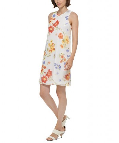 Women's Floral-Print Sleeveless Trapeze Dress Cream Multi $42.51 Dresses