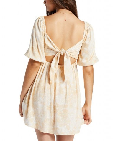 Juniors' Satin Sands Cutout Tie-Back Mini Dress Tan/Beige $27.72 Dresses