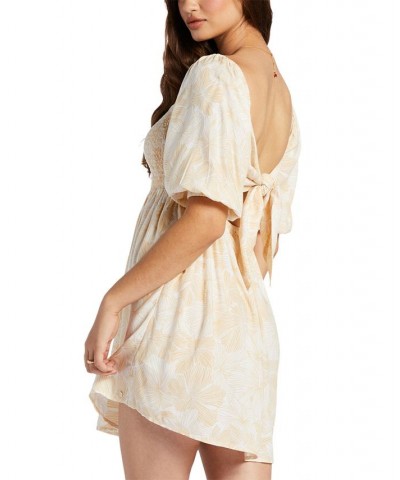 Juniors' Satin Sands Cutout Tie-Back Mini Dress Tan/Beige $27.72 Dresses