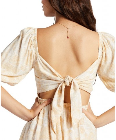 Juniors' Satin Sands Cutout Tie-Back Mini Dress Tan/Beige $27.72 Dresses