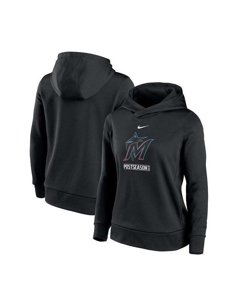 Women's Black Miami Marlins 2020 Postseason Authentic Collection Pullover Hoodie Black $38.95 Sweatshirts