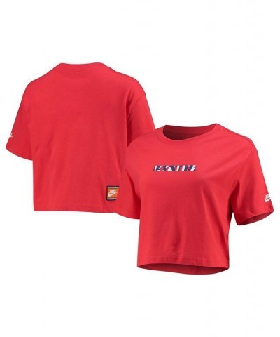 Women's Red US Soccer Voice Crop Top Red $23.59 Tops