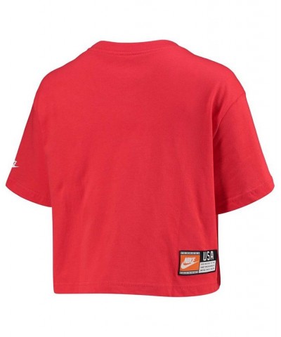 Women's Red US Soccer Voice Crop Top Red $23.59 Tops