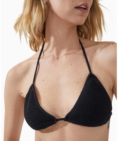 Women's Crocheted Triangle Bikini Top & Bottoms Black $26.99 Swimsuits