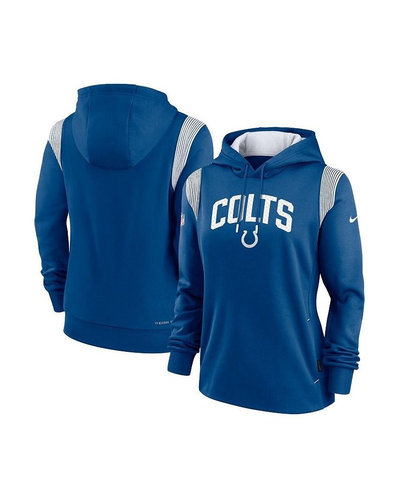 Women's Royal Indianapolis Colts Sideline Stack Performance Pullover Hoodie Royal $51.29 Sweatshirts