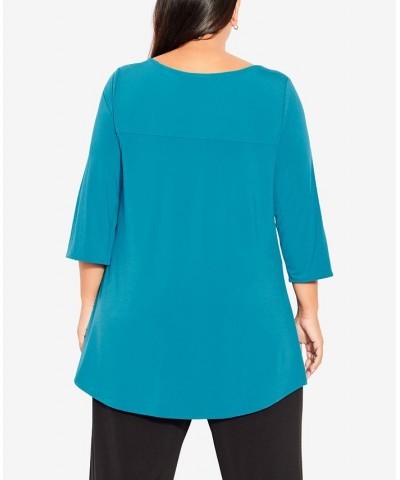 Plus Size Luella Plain V-neck Top Teal $24.78 Tops