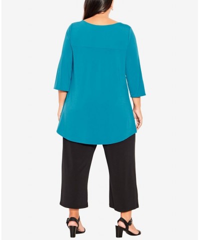 Plus Size Luella Plain V-neck Top Teal $24.78 Tops