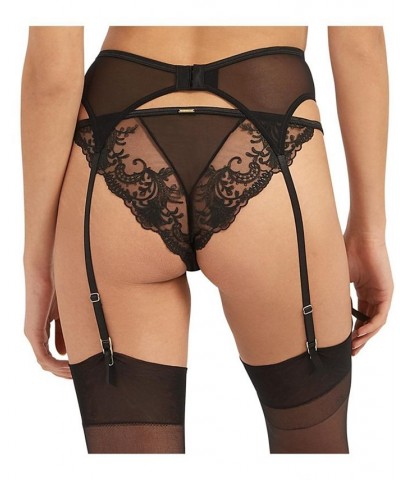 Marseille Lingerie Embroidered Suspenders Garter Belt Black $15.42 Lingerie