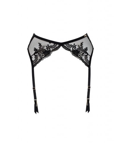 Marseille Lingerie Embroidered Suspenders Garter Belt Black $15.42 Lingerie