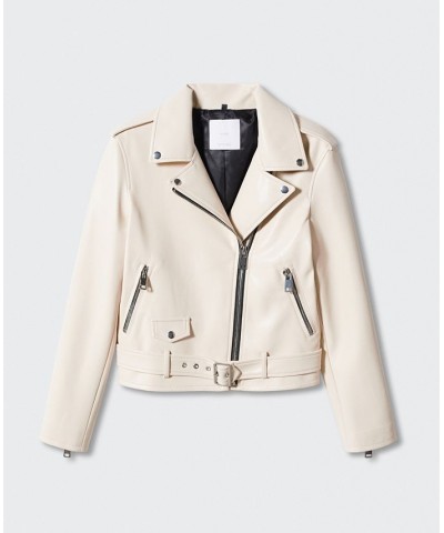 Women's Faux-Leather Biker Jacket Tan/Beige $47.30 Jackets