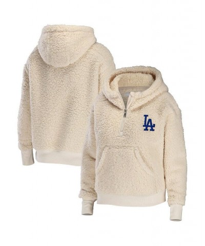 Women's Cream Los Angeles Dodgers Plus Size Sherpa Quarter-Zip Hoodie Cream $49.98 Sweatshirts