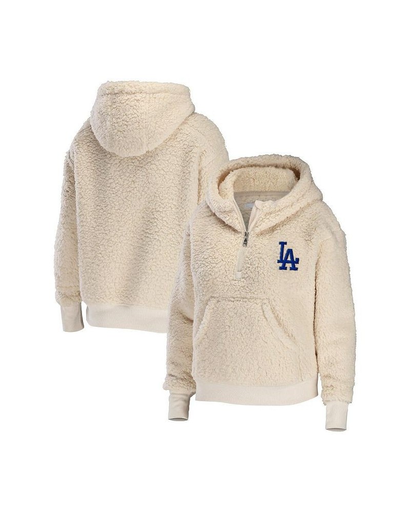 Women's Cream Los Angeles Dodgers Plus Size Sherpa Quarter-Zip Hoodie Cream $49.98 Sweatshirts