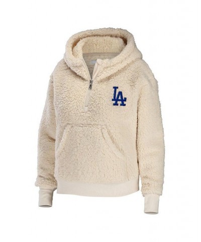 Women's Cream Los Angeles Dodgers Plus Size Sherpa Quarter-Zip Hoodie Cream $49.98 Sweatshirts