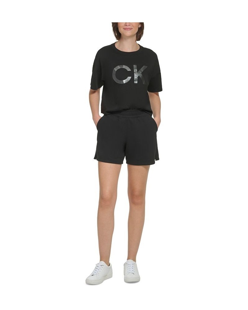 Women's Cotton Performance Metallic Logo Tee Black $14.58 Tops