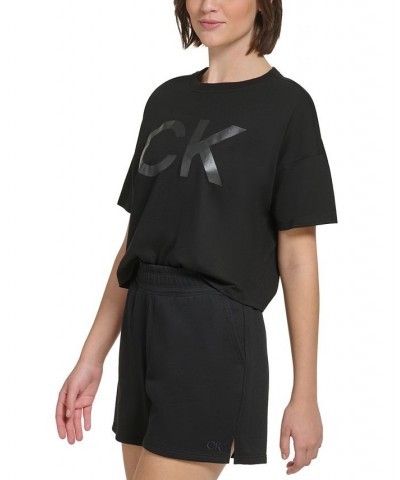 Women's Cotton Performance Metallic Logo Tee Black $14.58 Tops