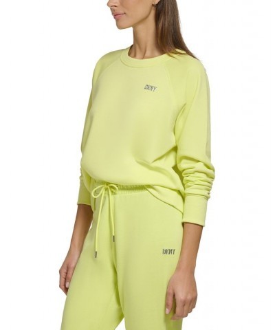 Women's Performance Metallic-Logo Raglan Sweatshirt Sunny Lime/ Silver $19.48 Sweatshirts