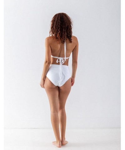 Adult Women's Regular Size Ava Ruffle Triangle Top White $35.55 Swimsuits