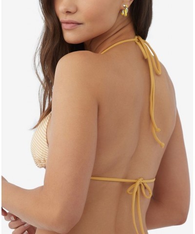 Juniors' Textured Striped Diya Madrid Keyhole Bikini Top Sahara $30.25 Swimsuits