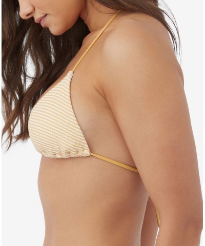 Juniors' Textured Striped Diya Madrid Keyhole Bikini Top Sahara $30.25 Swimsuits