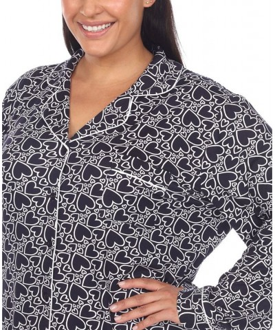 Plus Size 2 Piece Long Sleeve Heart Print Pajama Set Blue $28.60 Sleepwear