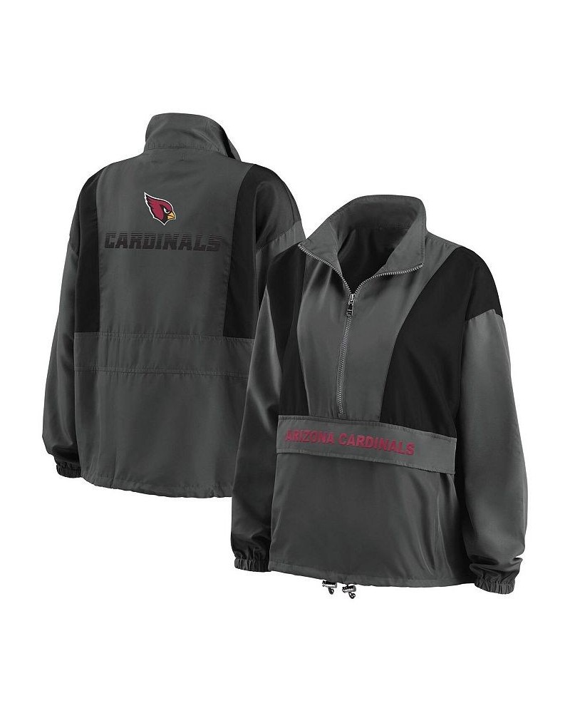 Women's Charcoal Arizona Cardinals Popover Packable Half-Zip Jacket Charcoal $44.00 Jackets